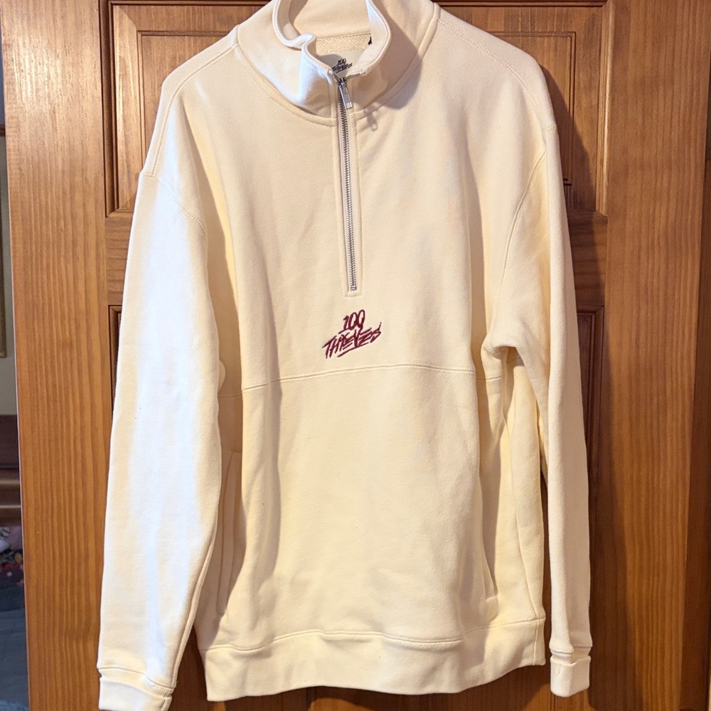 100 thieves nwt Cream Half-Zip Sweatshirt